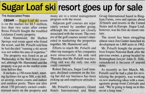 Sugar Loaf Resort - Aug 1999 For Sale (newer photo)